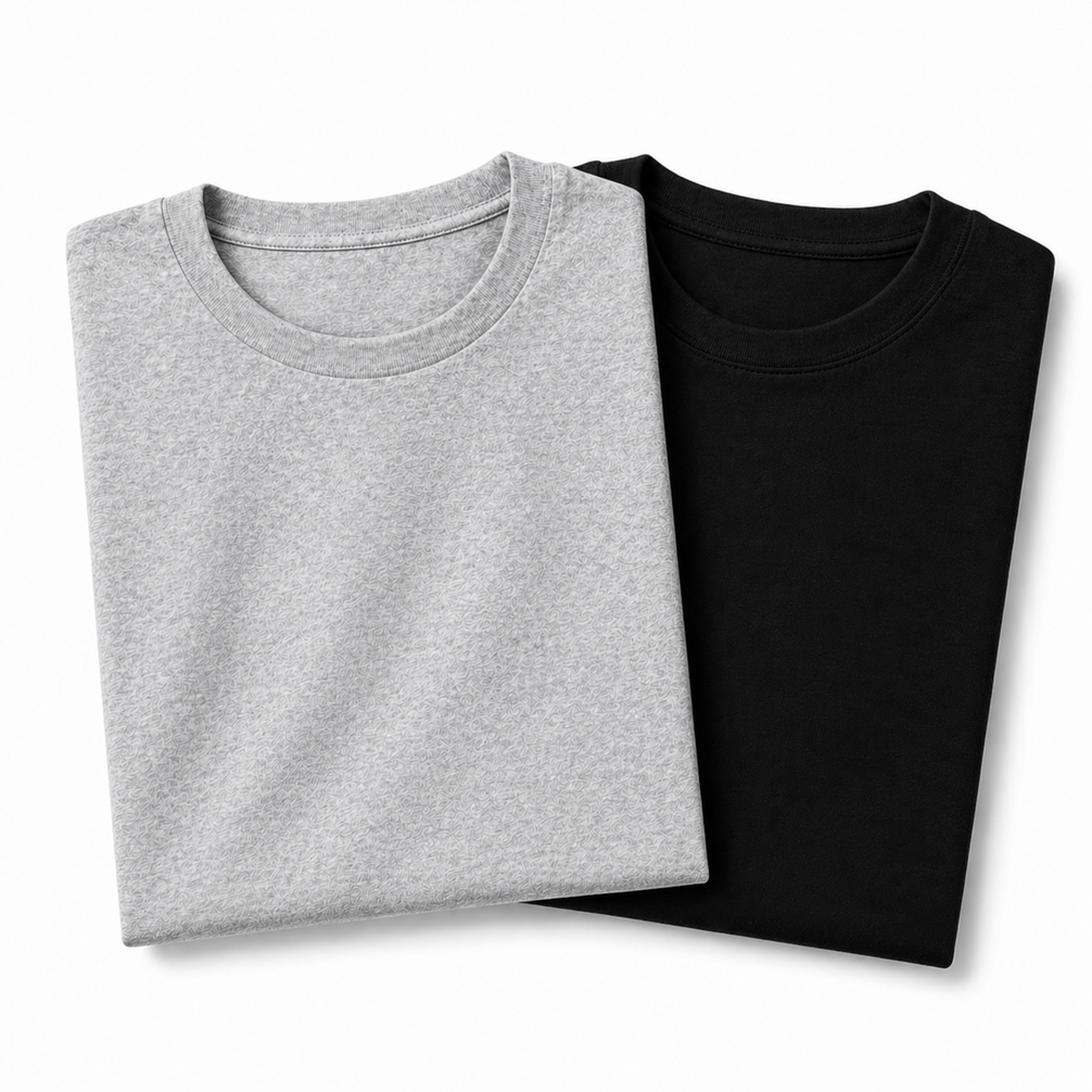 Pack of 2 Essential Heather Grey/Black