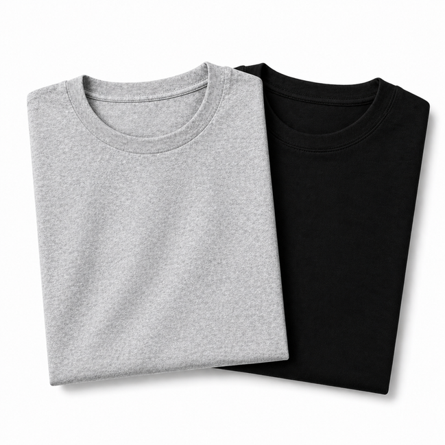 Pack of 2 Essential Heather Grey/Black