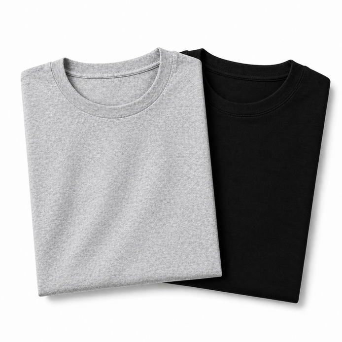 Pack of 2 Essential Heather Grey/Black