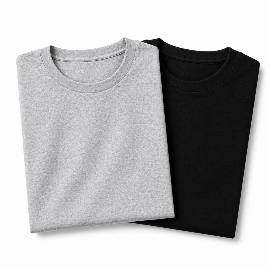 Pack of 2 Essential Heather Grey/Black