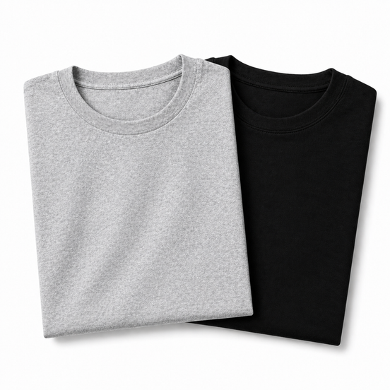 Pack of 2 Essential Heather Grey/Black