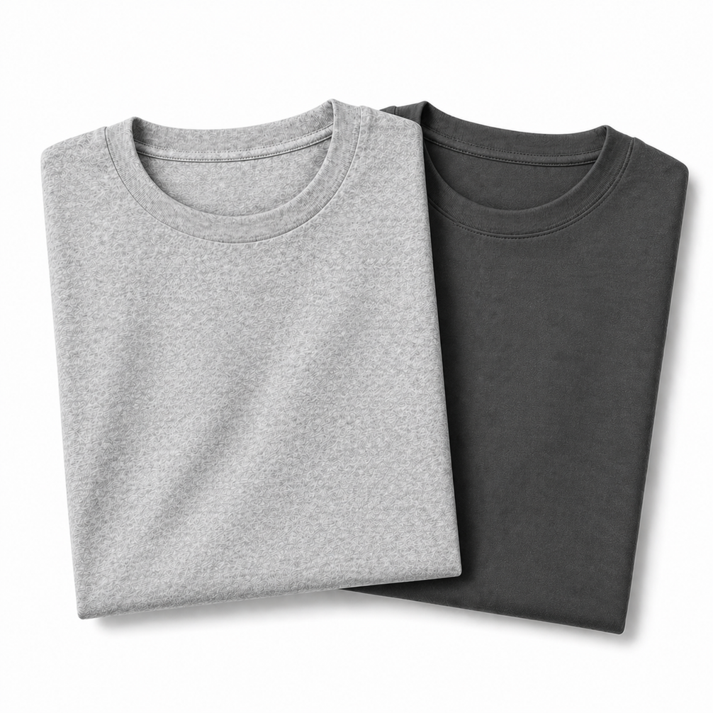 Pack of 2 Essential Heather Grey/Charcoal