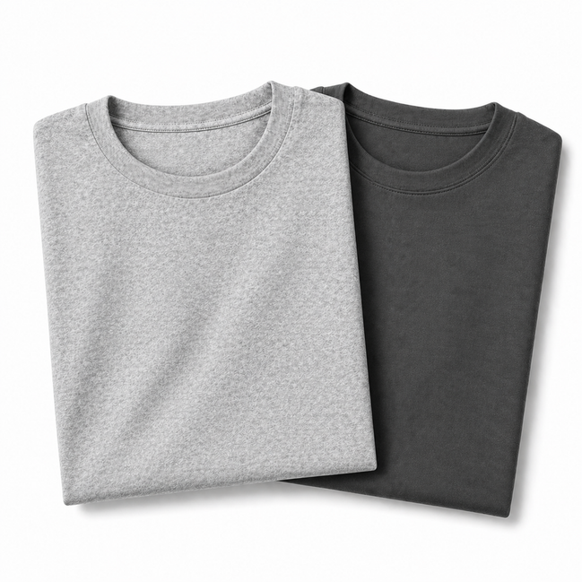 Pack of 2 Essential Heather Grey/Charcoal