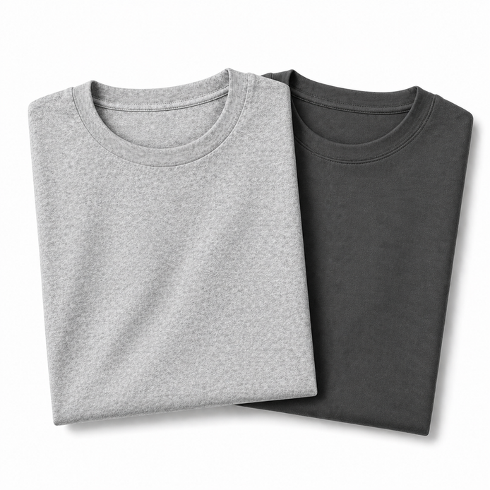Pack of 2 Essential Heather Grey/Charcoal