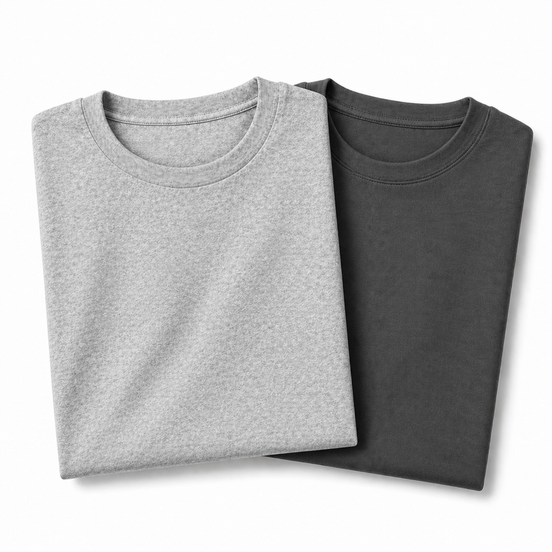 Pack of 2 Essential Heather Grey/Charcoal