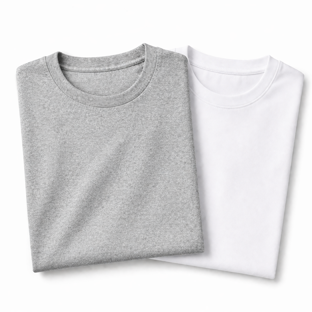 Pack of 2 Essential Heather Grey/White
