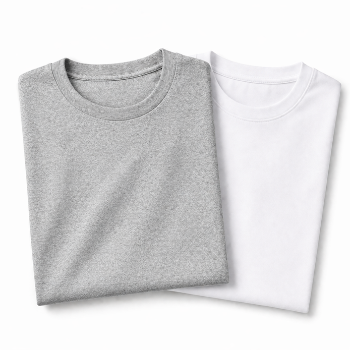 Pack of 2 Essential Heather Grey/White
