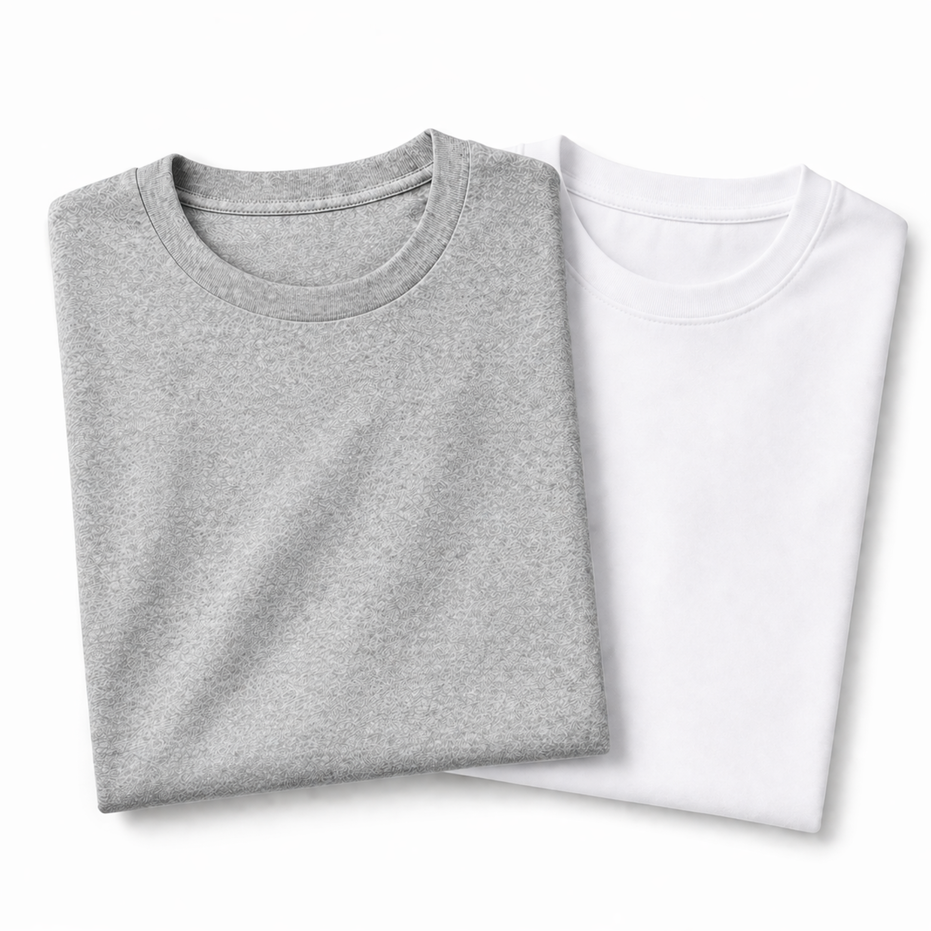 Pack of 2 Essential Heather Grey/White