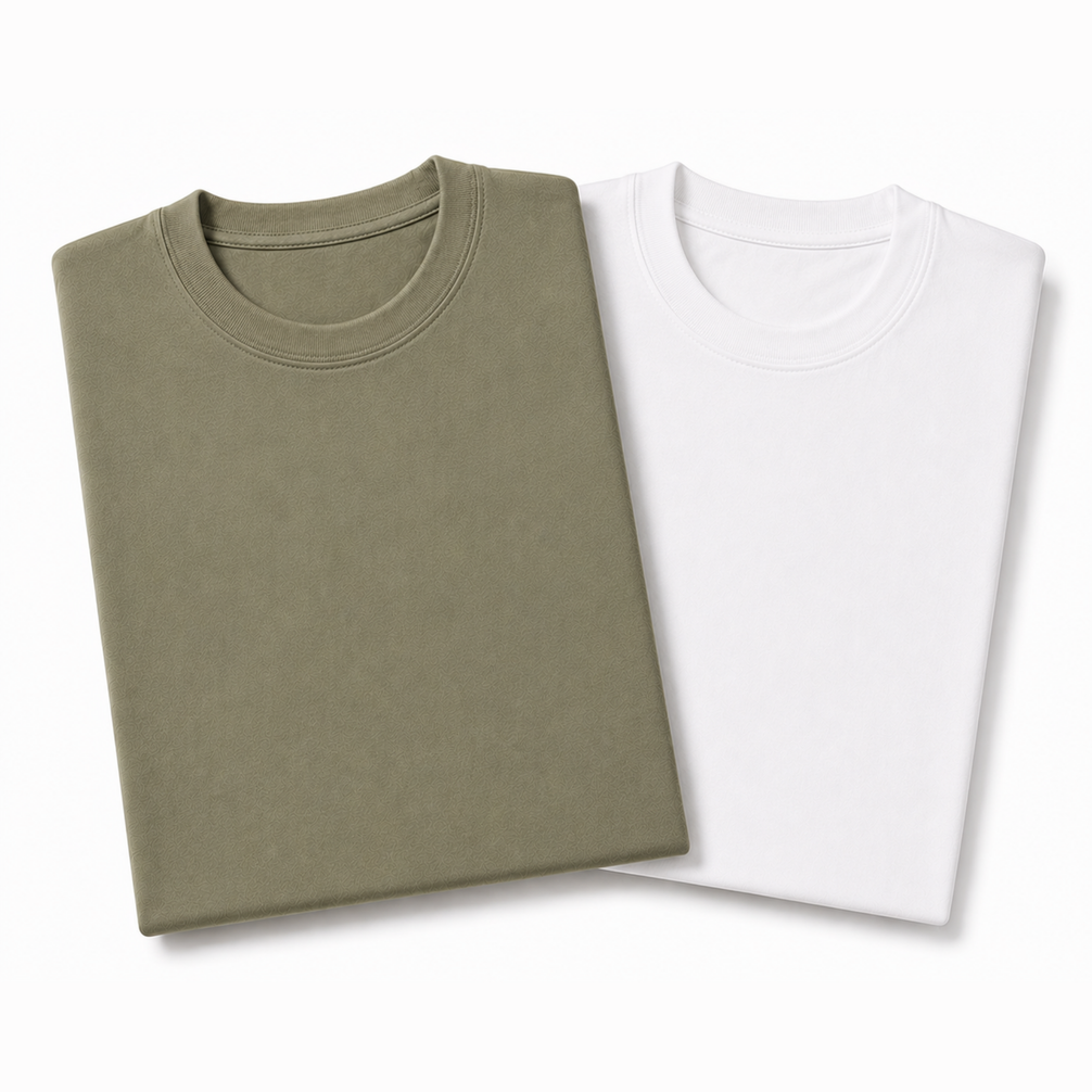 Pack of 2 Essential Sage Green/White