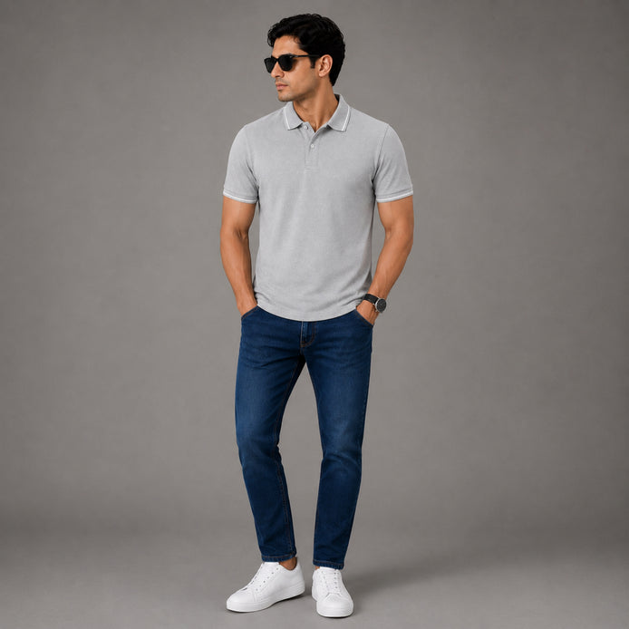 Core Polo – Heather Grey