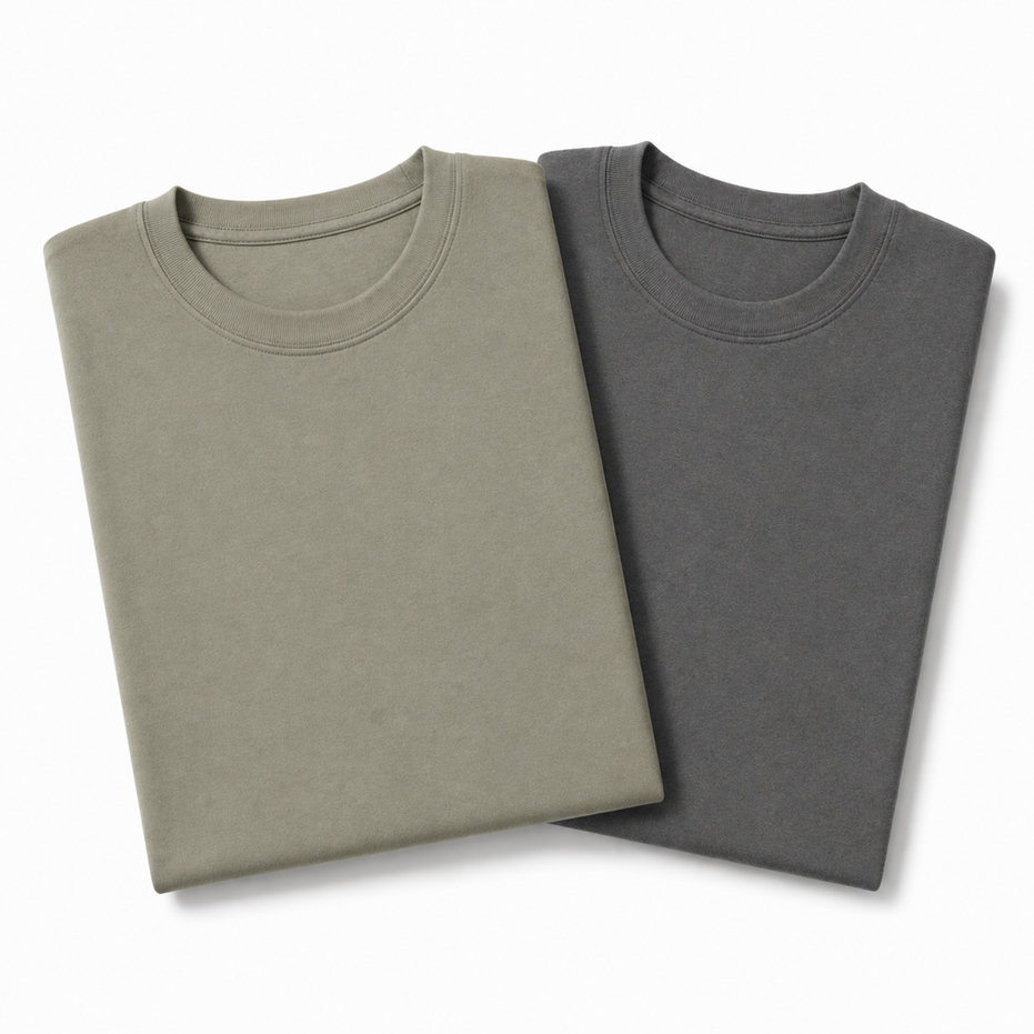 Pack of 2 Essential Sage Green/Charcoal