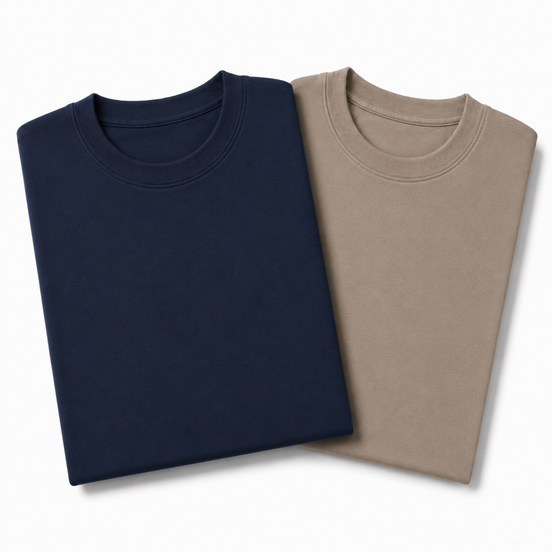 Pack of 2 Essential Navy/Stone Beige