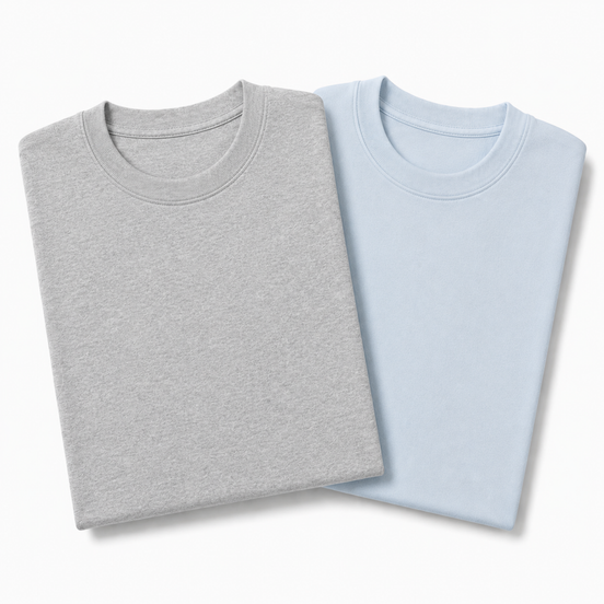 Pack of 2 Essential Icy Blue/Heather Grey