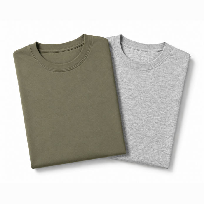 Pack of 2 Essential Sage Green/Heather Grey