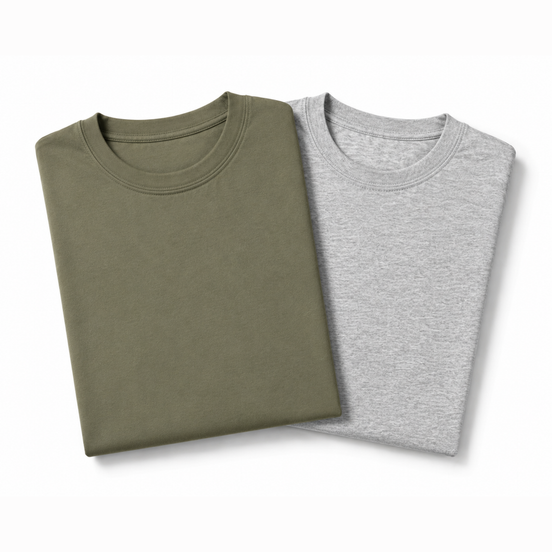 Pack of 2 Essential Sage Green/Heather Grey