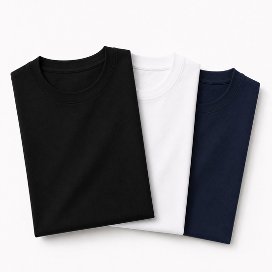 Pack of 3 Essential Black/White/Navy Blue