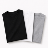 Pack of 3 Essential Black/White/Heather Grey
