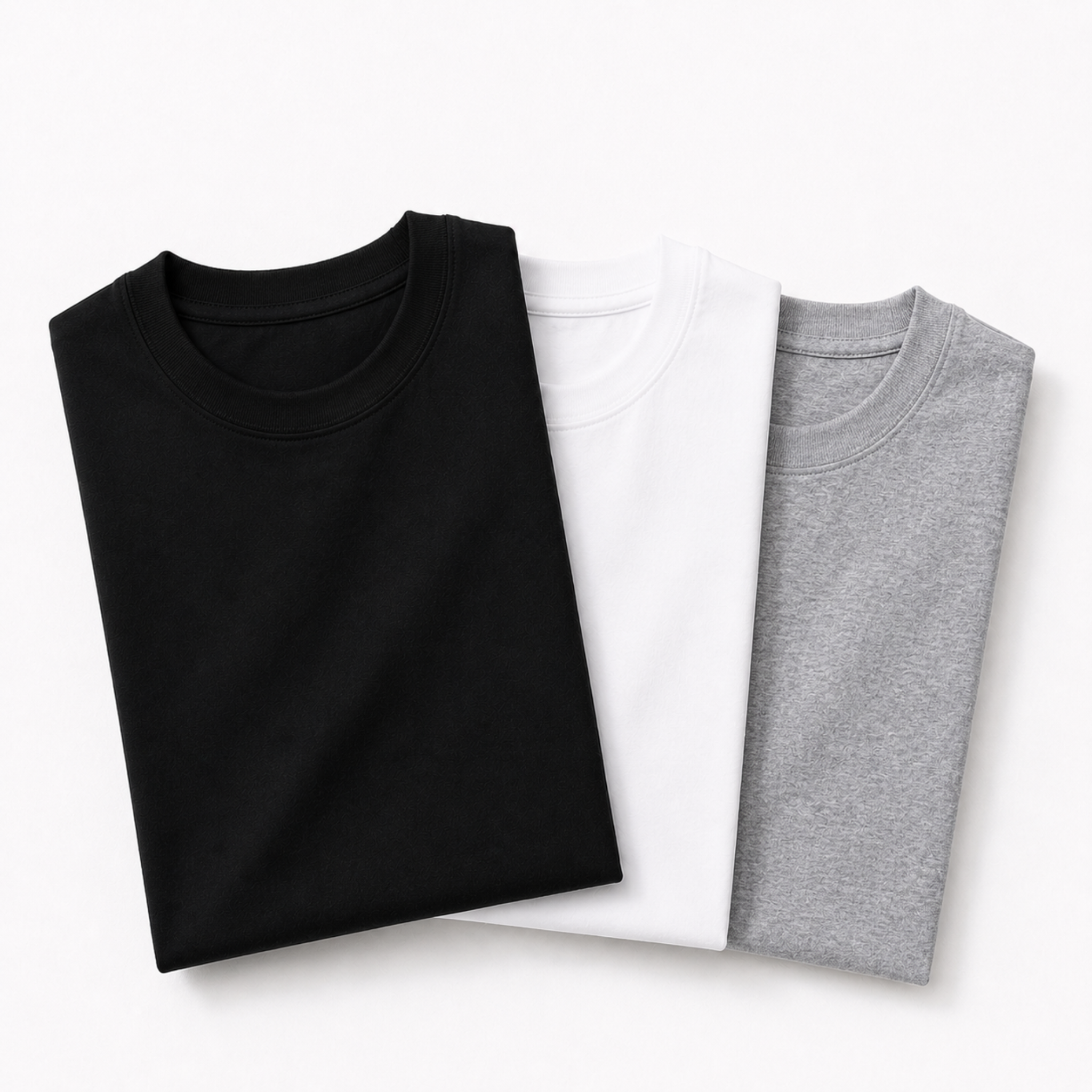 Pack of 3 Essential Black/White/Heather Grey