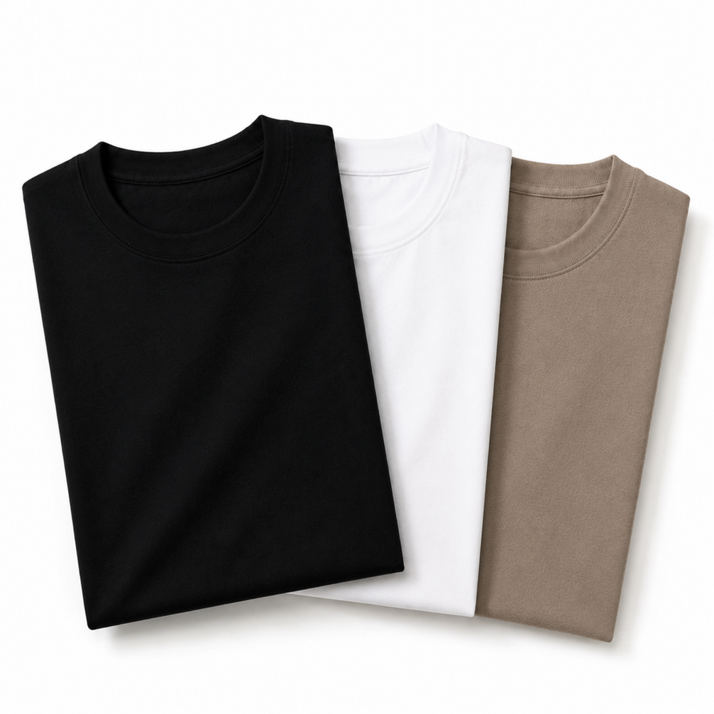 Pack of 3 Essential Stone beige/White/Black