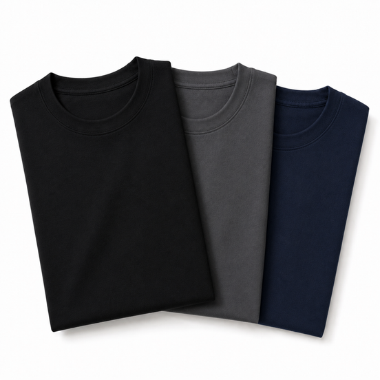 Pack of 3 Essential Black/Charcoal/Navy Blue