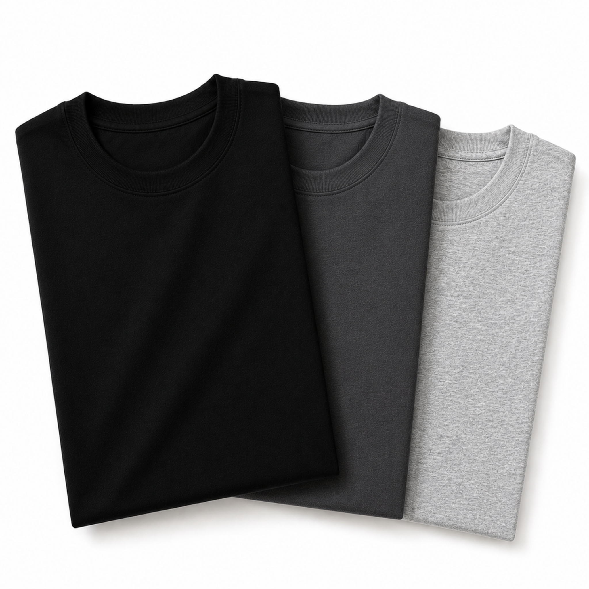 Pack of 3 Essential Black/Charcoal/Heather Grey