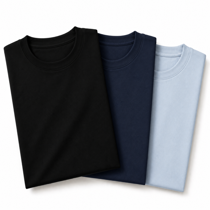 Pack of 3 Essential Black/Navy Blue/Icy Blue