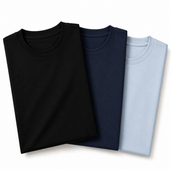 Pack of 3 Essential Black/Navy Blue/Icy Blue