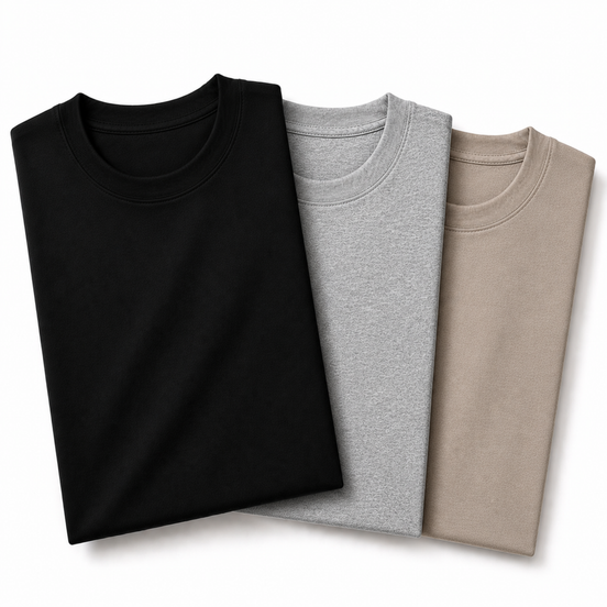 Pack of 3 Essential Black/Heather Grey/Stone Beige