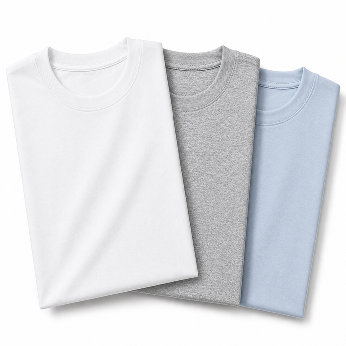 Pack of 3 Essential White/Heather Grey/Icy Blue