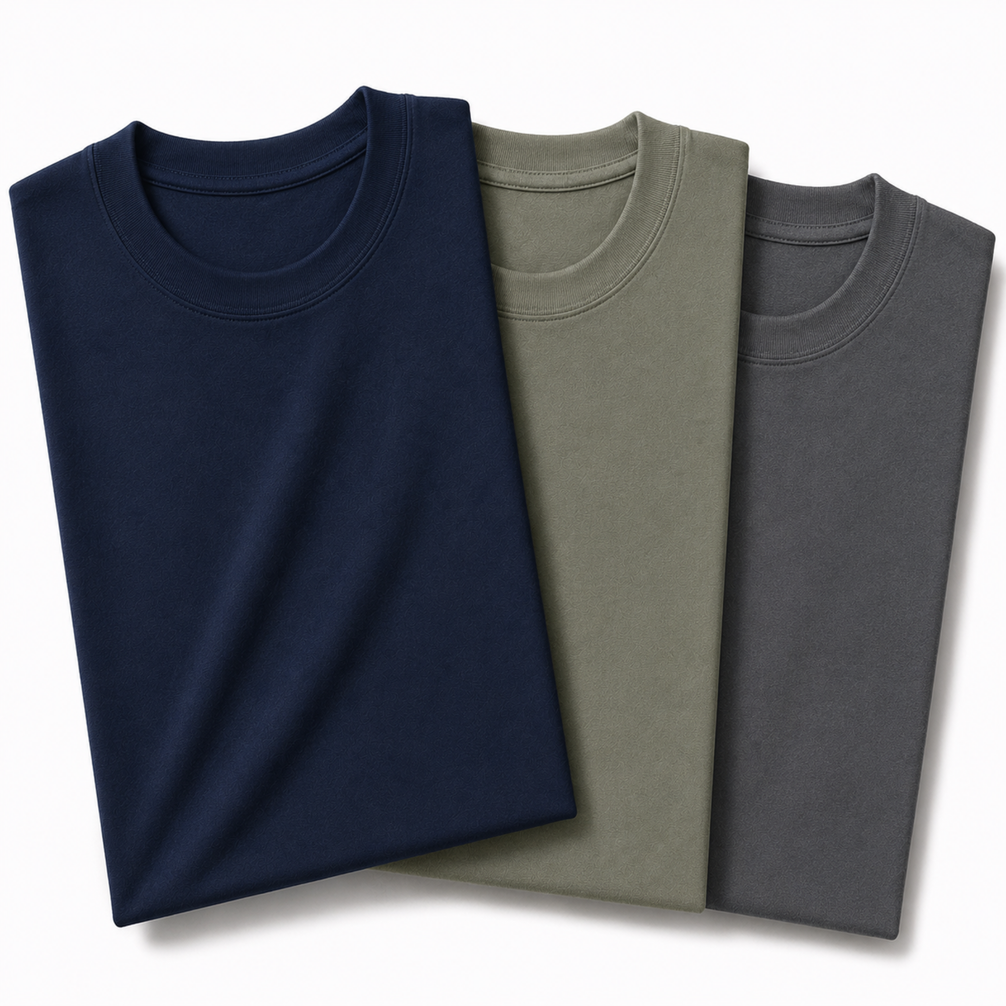 Pack of 3 Essential Sage Green/Navy Blue/Charcoal