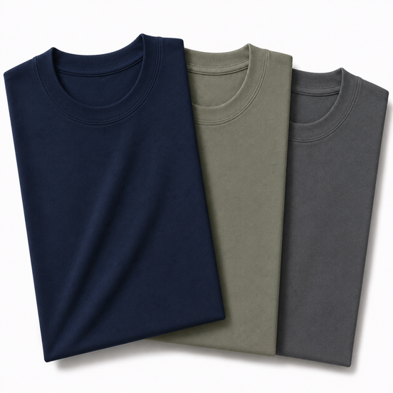 Pack of 3 Essential Sage Green/Navy Blue/Charcoal