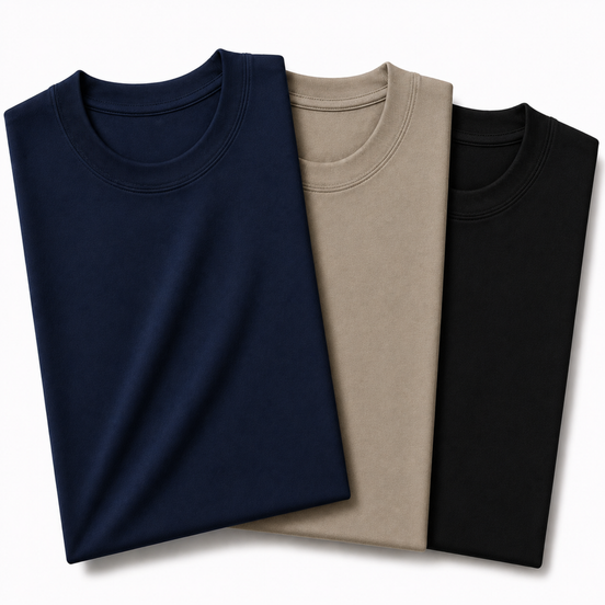 Pack of 3 Essential Navy Blue/Stone Beige/Black
