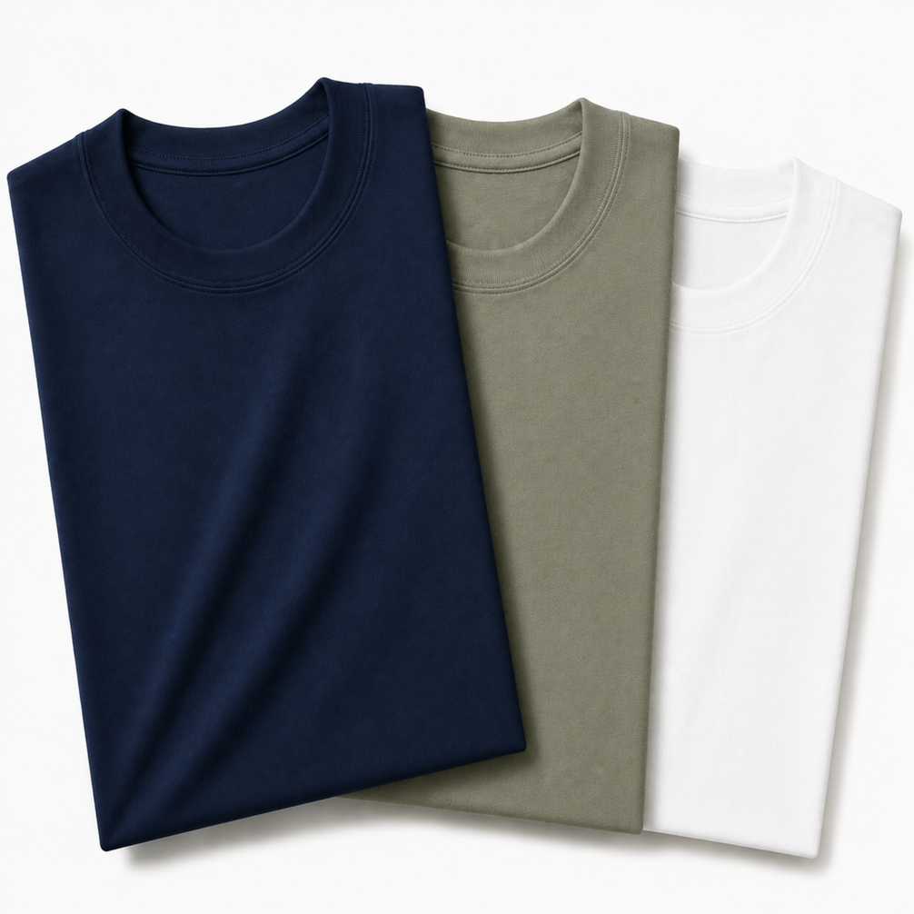 Pack of 3 Essential Navy Blue/Sage Green/White