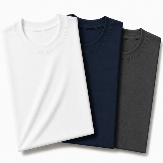 Pack of 3 Essential White/Navy Blue/Charcoal