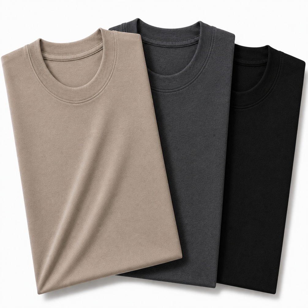 Pack of 3 Essential Stone beige/ Charcoal /Black