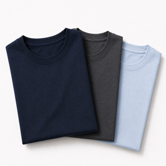 Pack of 3 Essential Navy Blue/Charcoal/ Icy Blue