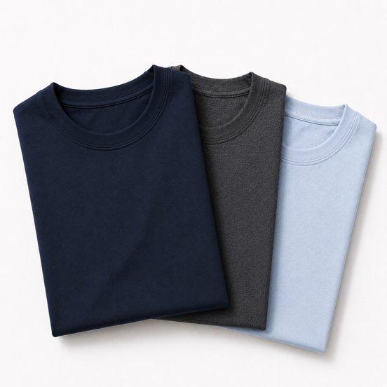 Pack of 3 Essential Navy Blue/Charcoal/ Icy Blue