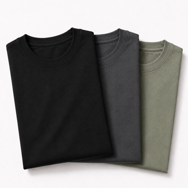 Pack of 3 Essential Black/Charcoal/Sage Green