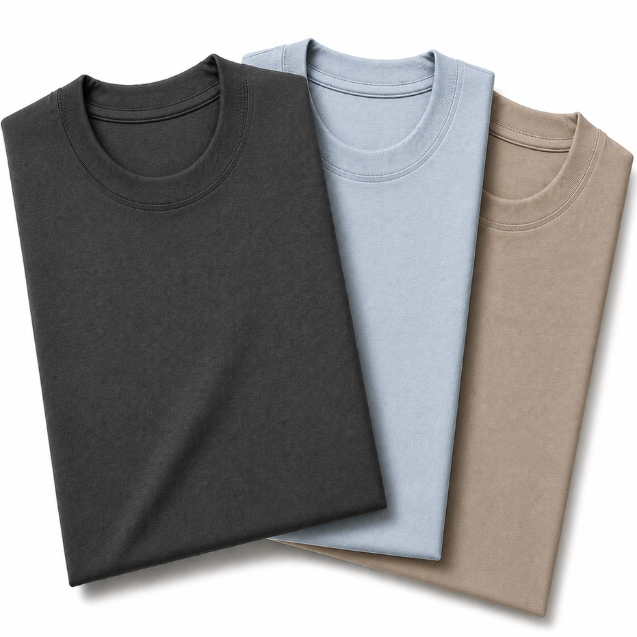 Pack of 3 Essential Charcoal/Icy Blue/Stone Beige
