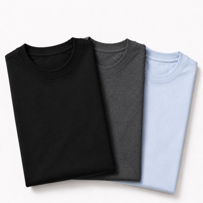Pack of 3 Essential Black/Charcoal/Icy Blue