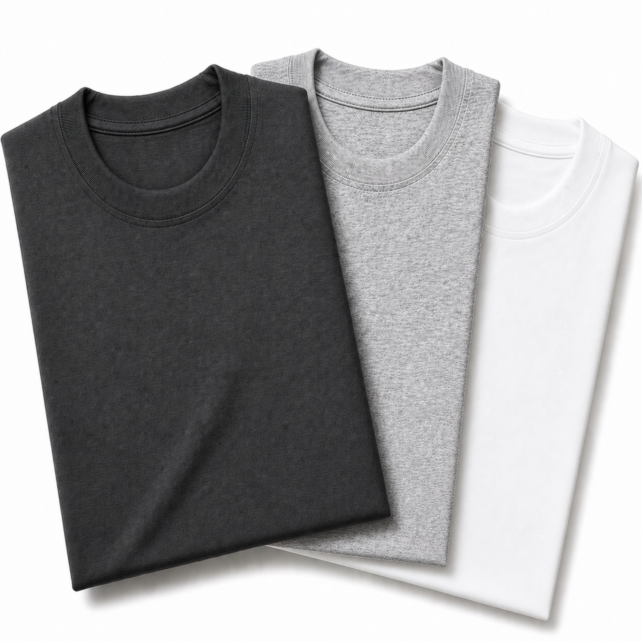 Pack of 3 Essential Charcoal/Heather Grey/White