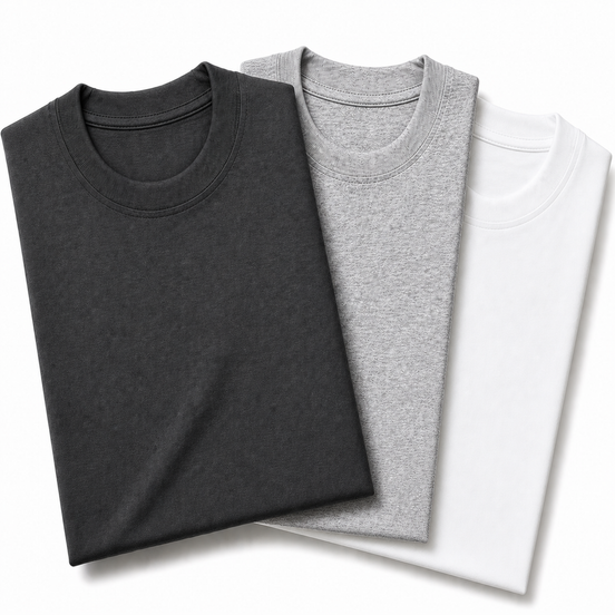 Pack of 3 Essential Charcoal/Heather Grey/White