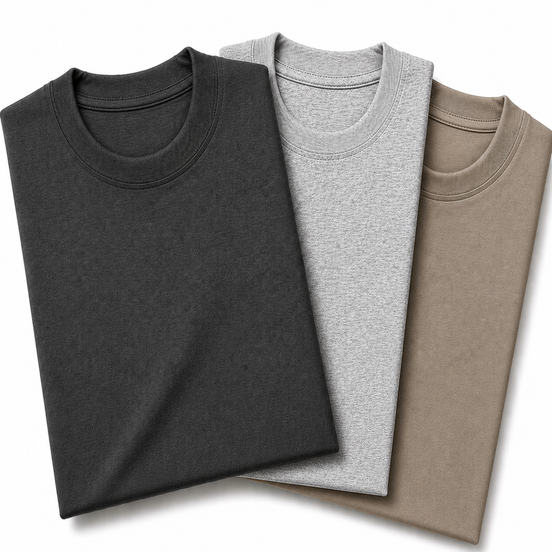 Pack of 3 Essential Charcoal/Heather Grey/Stone Beige