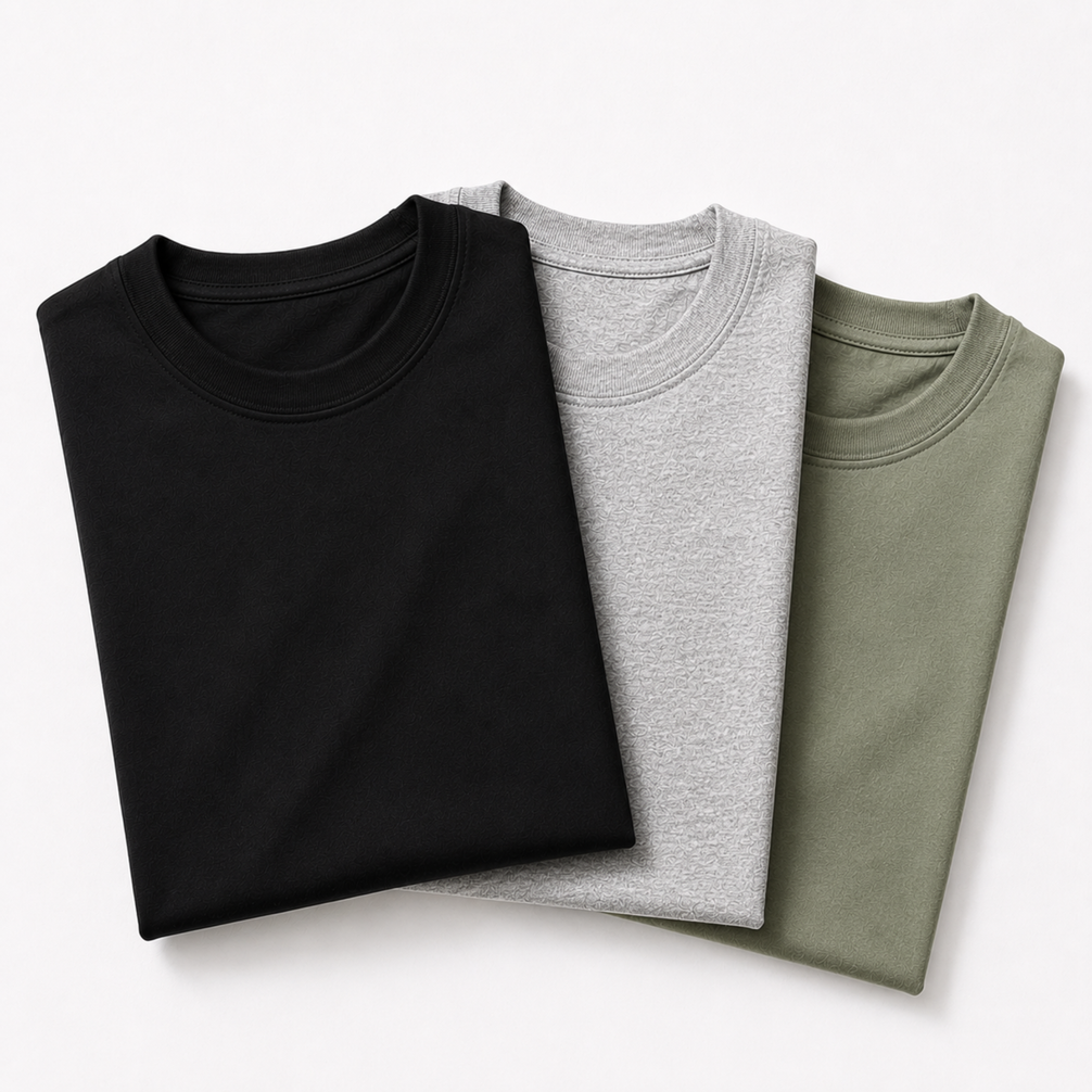 Pack of 3 Essential Black/Heather Grey/Sage Green