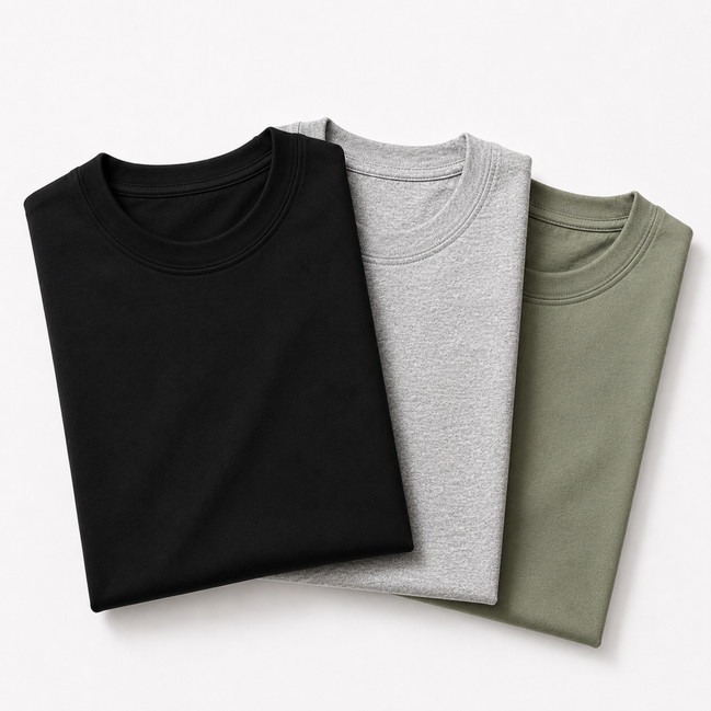 Pack of 3 Essential Black/Heather Grey/Sage Green