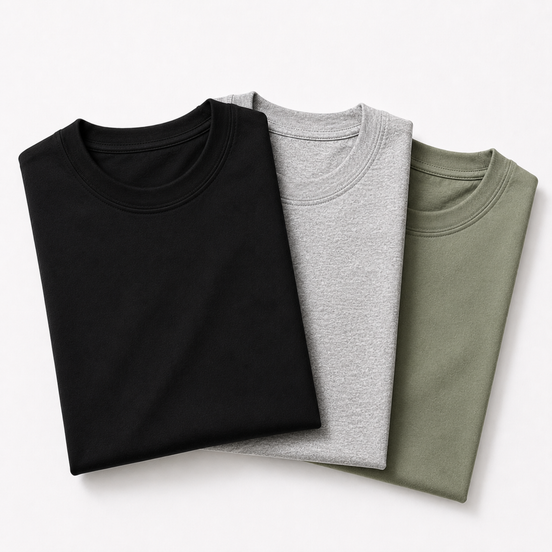 Pack of 3 Essential Black/Heather Grey/Sage Green