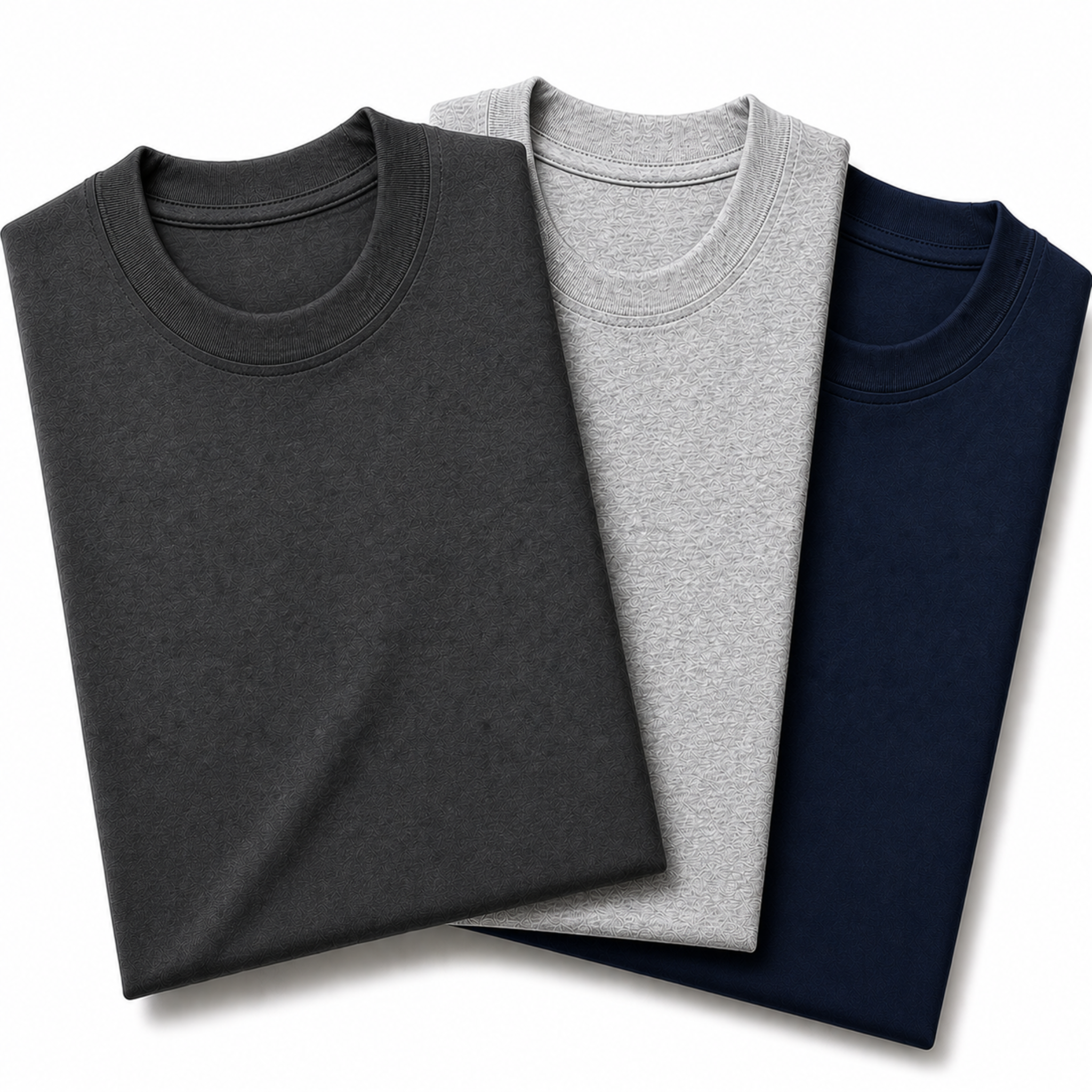 Pack of 3 Essential Charcoal/Heather Grey/Navy Blue