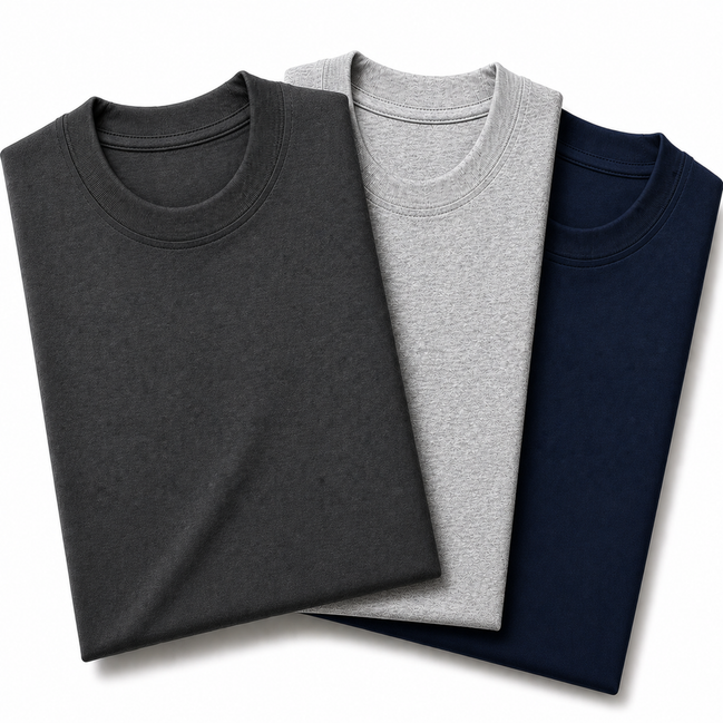 Pack of 3 Essential Charcoal/Heather Grey/Navy Blue
