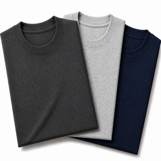 Pack of 3 Essential Charcoal/Heather Grey/Navy Blue