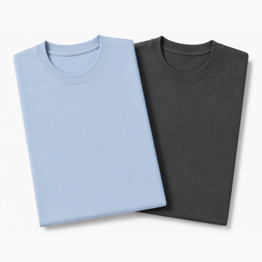 Pack of 2 Essential Icy Blue/Charcoal